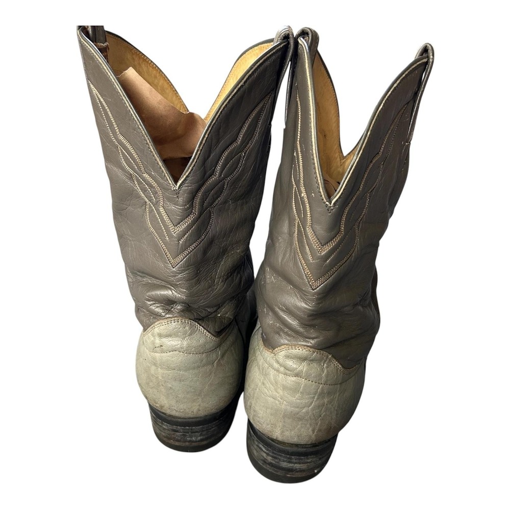 Hondo Boots Vintage Exotic Leather Cowboy Western Boots Gray USA Mens 12D - Picture 2 of 16